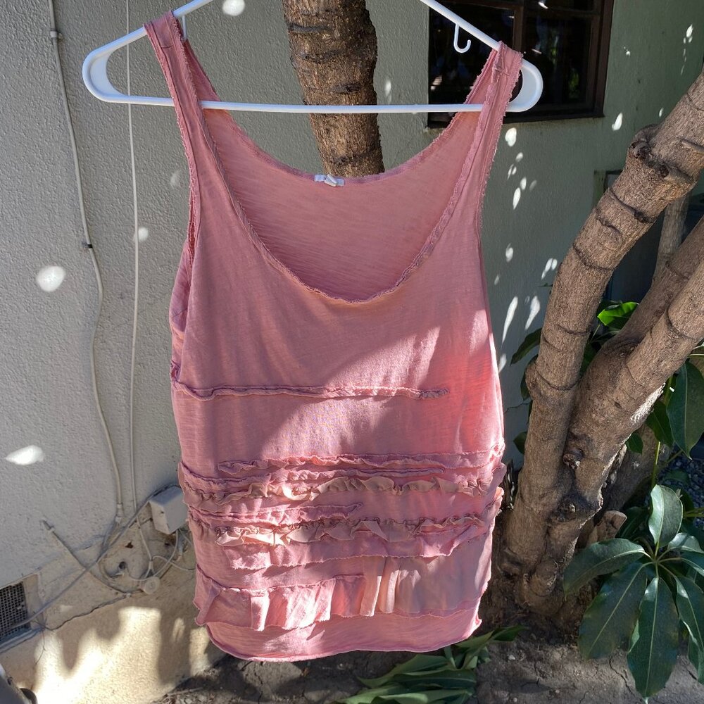 Women's J Crew Sleeveless Dusty Rose Blouse with Ruffles Size Medium